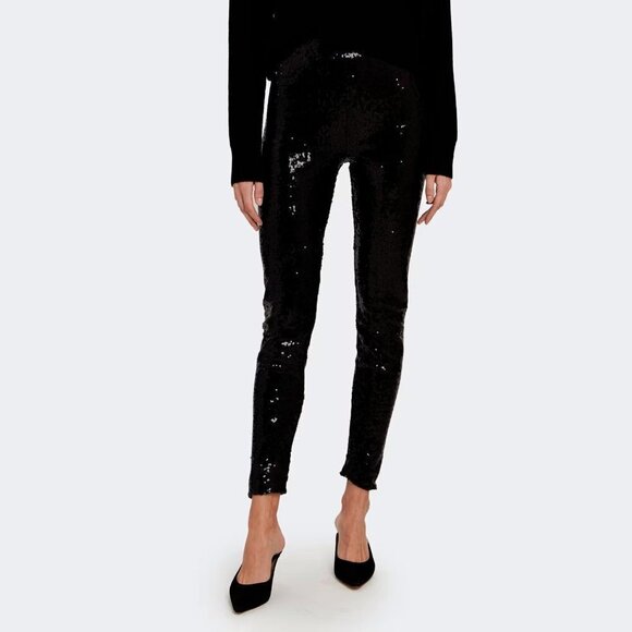 NWT WAYF black all over mini sequin high rise leggings - Picture 4 of 10